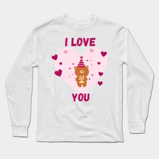 Pink I love you bear Long Sleeve T-Shirt